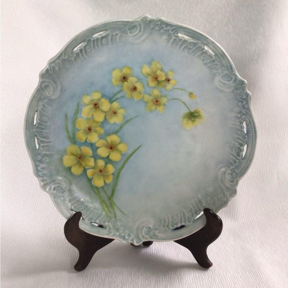 Beautiful Hand Painted and Signed Plate with Embellished Cutout Edges